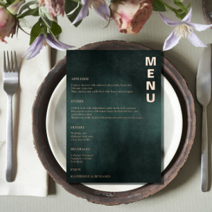 Modern Emerald Green Black Elegant Wedding Menus