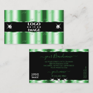 Modern Emerald Green Black Sparkle Jewels Add Logo Business Card
