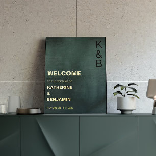 Modern Emerald Green Black Welcome Gold Foil Foil Prints