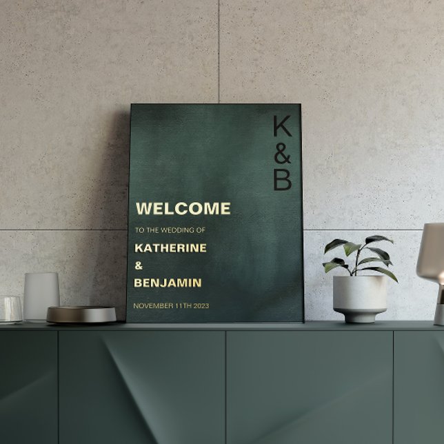 Modern Emerald Green Black Welcome Gold Foil Foil Prints (Creator Uploaded)