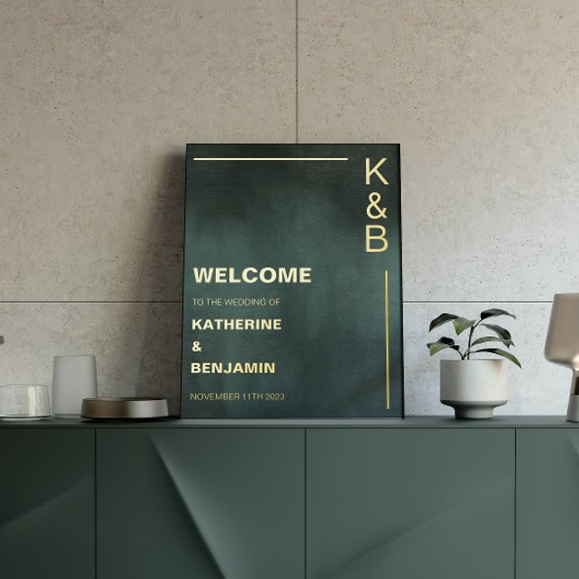 Modern Emerald Green Black Welcome Gold Foil Prints (Creator Uploaded)