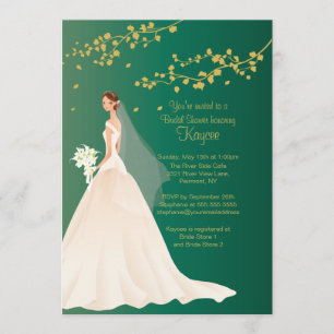 Modern Emerald Green Bride Bridal Shower Invite
