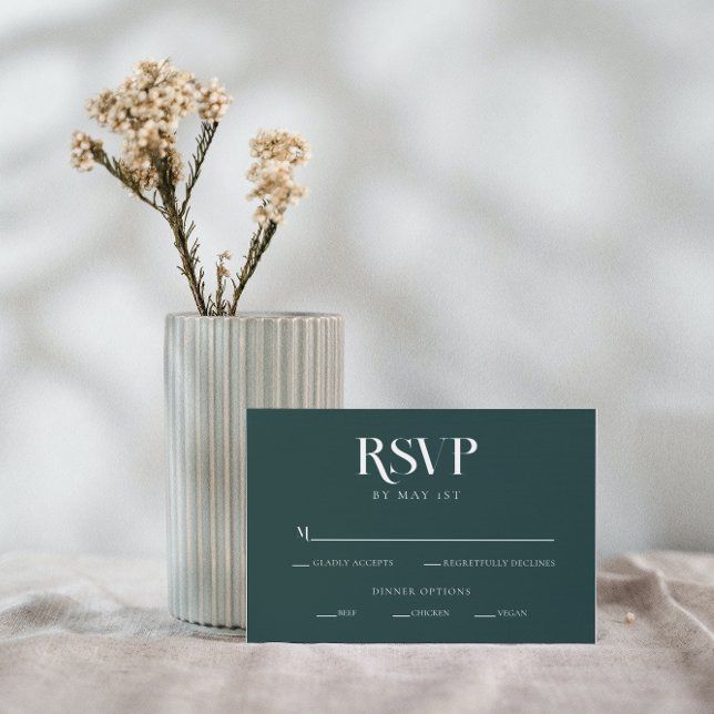 Modern Emerald Green Chic Bold Text Wedding RSVP Enclosure Card (Creator Uploaded)