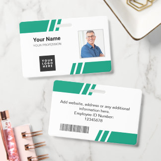 Modern Emerald Green Custom Employee ID Badge