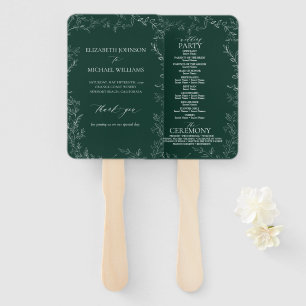 Modern Emerald Green Elegant Wedding Program Hand Fan