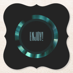 Modern Emerald Green Floral – Black Accents Paper Coaster