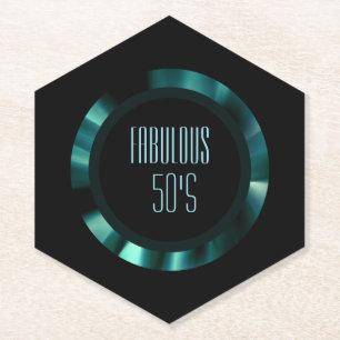 Modern Emerald Green Floral – Black Accents Paper Coaster