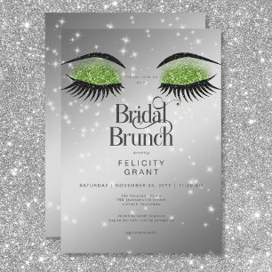 Modern Emerald Green Glam Eyes Bridal Brunch Invitation