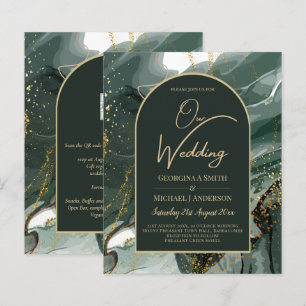 Modern Emerald Green Gold Agate Marble WEDDING