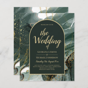 Modern Emerald Green Gold Agate Marble WEDDING