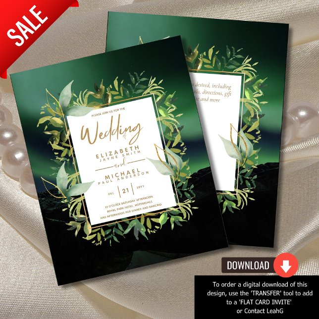 Modern Emerald Green Gold Budget Wedding Invites (Creator Uploaded)