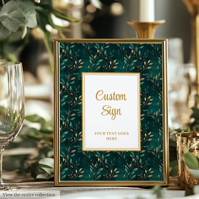Modern Emerald Green Gold Greenery Custom Sign (Modern Emerald Green Gold Greenery Custom Sign)