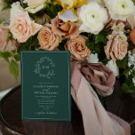 Modern Emerald Green Leafy Crest Monogram Wedding Invitation<br><div class="desc">We're loving this trendy, modern emerald green wedding invitation! Simple, elegant, and oh-so-pretty, it features a hand drawn leafy wreath encircling a modern wedding monogram. It is personalised in elegant typography, and accented with hand-lettered calligraphy. Finally, it is trimmed in a delicate frame. Veiw suite here: https://www.zazzle.com/collections/emerald_green_leafy_crest_monogram_wedding-119957580948924617 Contact designer for...</div>