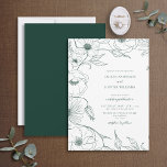 Modern Emerald Green Line Art Floral Wedding Invitation<br><div class="desc">Looking for a wedding invitation that really stands out? Then our modern Emerald Green line art floral wedding invitation design is the perfect choice! This stunning design has all the elegance of a classic wedding, but with enough unique details to make it special. The beautiful Emerald Green hand drawn line...</div>