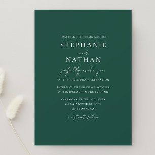 Modern Emerald Green Minimalist Wedding Invitation