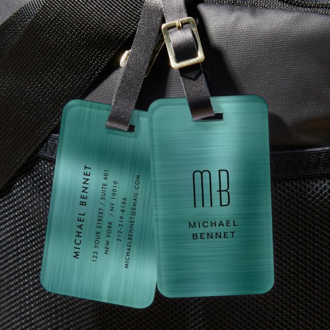 Modern Emerald Green Monogram Luggage Tag (Modern Emerald Green Monogram Luggage Tag
)