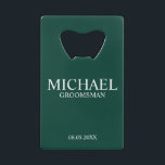 Modern Emerald Green Personalised Groomsman<br><div class="desc">Modern Personalised Groomsman Gifts
featuring personalised groomsman's name,  title and wedding date in white classic serif font style on emerald green background.

Also perfect for Best Man,  Father of the Bride and more.</div>