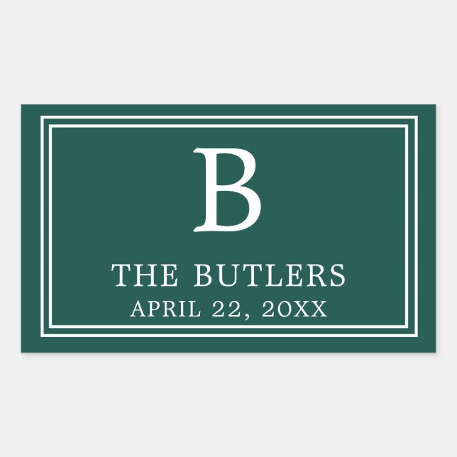 Modern Emerald Green Rectangular Sticker (Front)