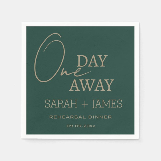  Modern Emerald Green Rehearsal Dinner Wedding Napkin (Front)