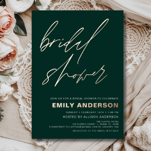 Modern Emerald Green Rose Gold Bridal Shower Chic