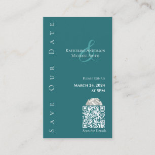 Modern Emerald Green-Save the Date-QR code- Business Card