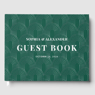 Modern Emerald Green & Silver Arch Guest Book