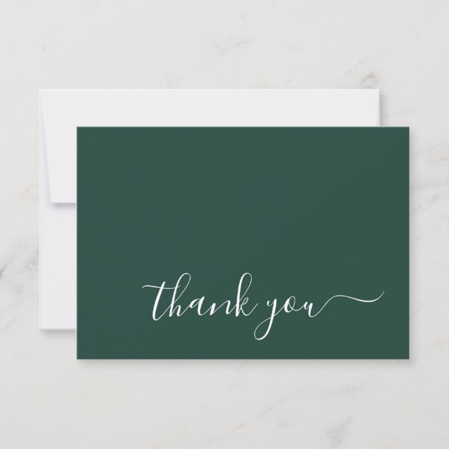 Modern Emerald Green Simple Wedding  Thank You Card (Front)