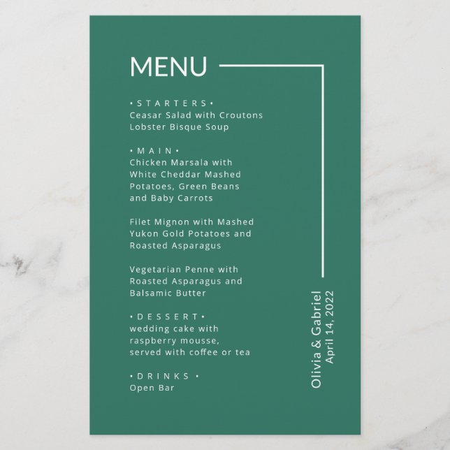 Modern Emerald green Typography minimal wedding (Front)