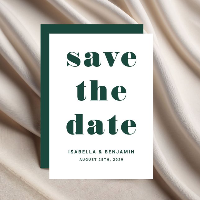 Modern Emerald Green Typography Wedding Save The Date (Modern Emerald Green Typography Wedding Save The Date)
