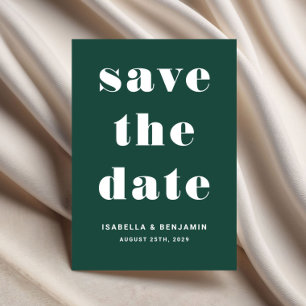Modern Emerald Green Typography Wedding Save The Date