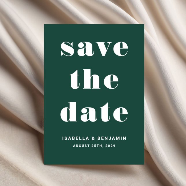 Modern Emerald Green Typography Wedding Save The Date (Emerald Green Modern Typography Wedding Save The Date)