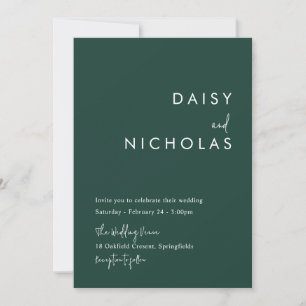 Modern Emerald Green Wedding Invitation