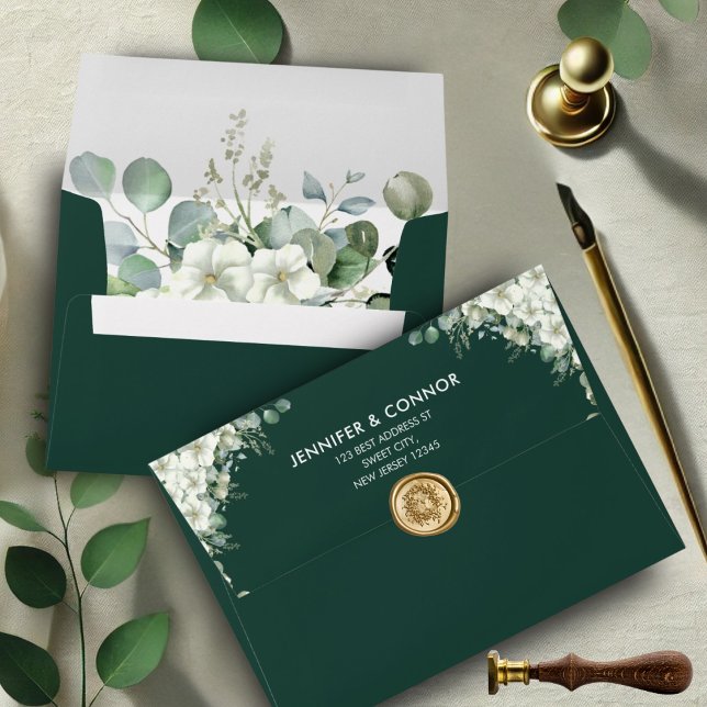 Modern Emerald Greenery Wedding Envelopes (Creator Uploaded)