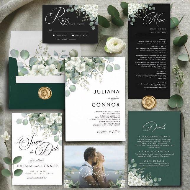 Modern Emerald Greenery Wedding Program (Creator Uploaded)