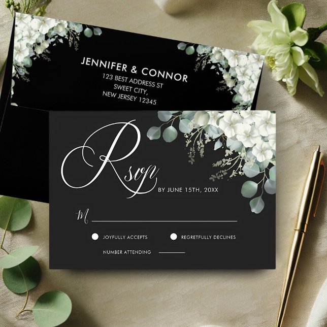 Modern Emerald Greenery Wedding RSVP Card (Creator Uploaded)