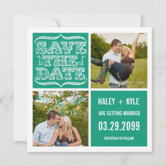 Modern Emerald Jade Save the Date Photo Cards
