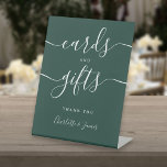 Modern Emerald Signature Script Cards And Gifts Pedestal Sign<br><div class="desc">This elegant emerald green minimalist cards and gifts sign is perfect for all celebrations. Designed by Thisisnotme©</div>