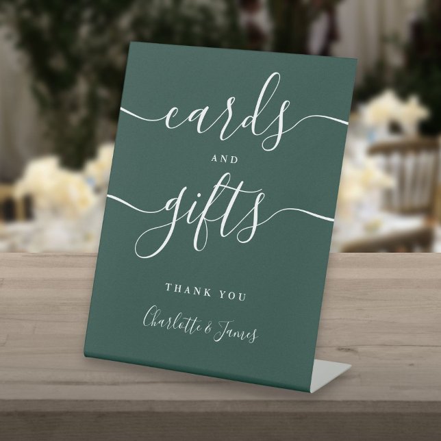 Modern Emerald Signature Script Cards And Gifts Pedestal Sign (Modern Emerald Signature Script Cards And Gifts Pedestal Sign)