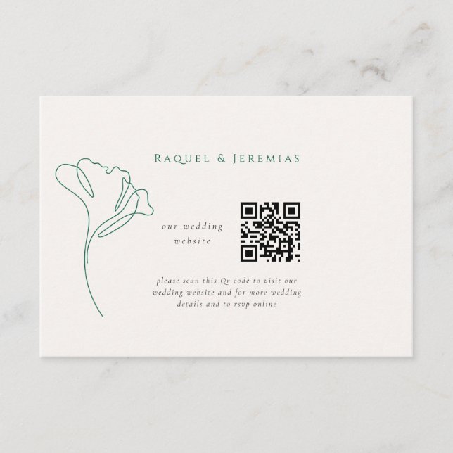 Modern Emerald Wedding Website Enclosure Card (Front)