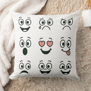 Modern Emoji Faces Throw Pillow - Artistic Hand