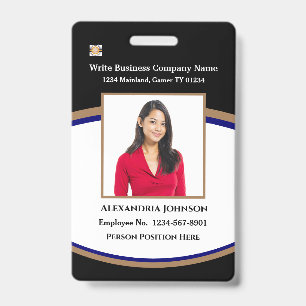 Modern Employee Bar Code Logo ID Custom Card Badge