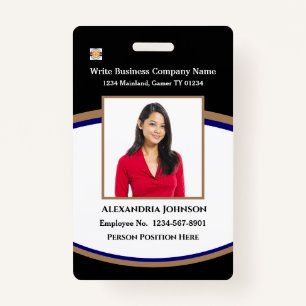 Modern Employee Bar Code Logo ID Custom Card ID Badge