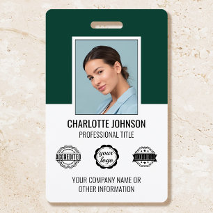 Modern Employee Business ID Security Pass Green ID Badge