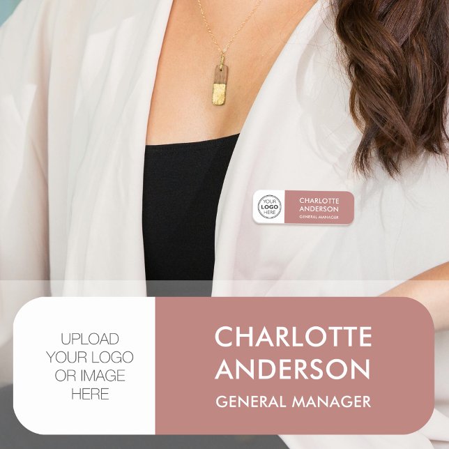 Modern Employee Custom Logo Desert Rose Name Tag (Creator Uploaded)