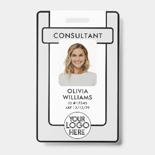Modern Employee ID Badge Photo with Logo QR Code