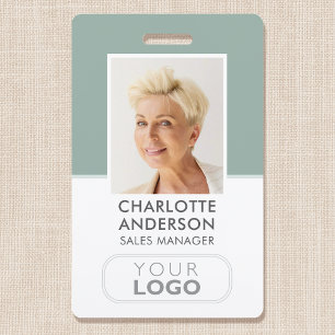 Modern Employee ID Name Company Logo Green ID Badge