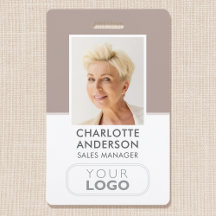 Modern Employee ID Name Company Logo Taupe