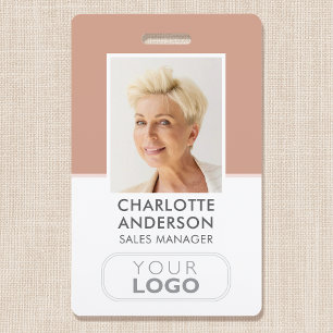 Modern Employee ID Name Company Logo Terracotta Badge