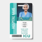 Modern Employee Photo, Bar Code, Logo ICU ID