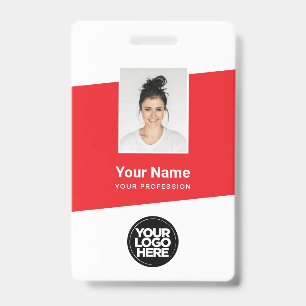 Modern Employee Photo, Bar Code, Logo, Name ID Badge